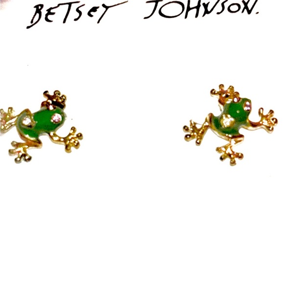 New in box Betsy Johnson Frog Post Earrings - Picture 5 of 5